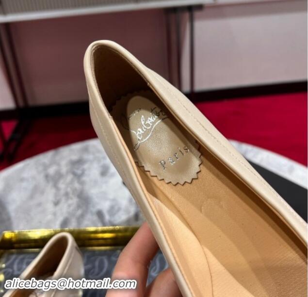 Famous Christian Louboutin Mamaflirt Ballerinas 3cm in Nappa Leather with Bow Beige 506030