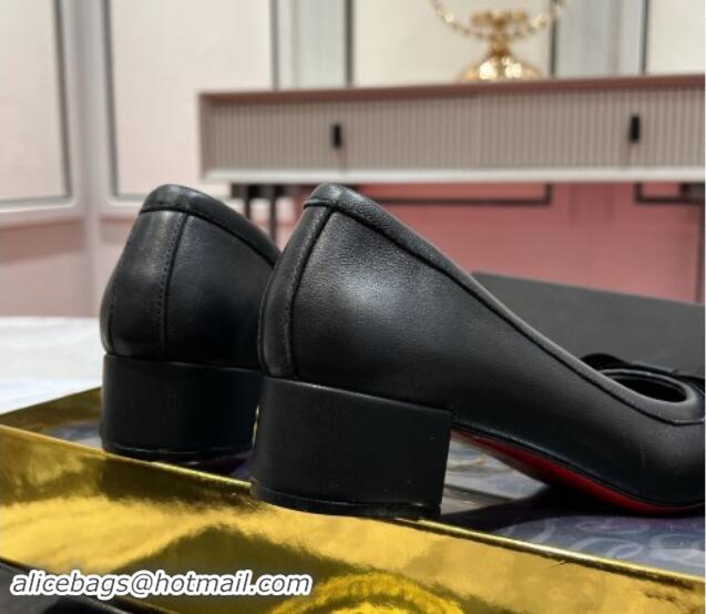 Sophisticated Christian Louboutin Mamaflirt Ballerinas 3cm in Nappa Leather with Bow Black 506031