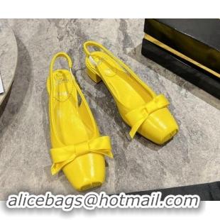 Charming Christian Louboutin Mamaflirt Slingback Ballerinas 3cm in Nappa Leather with Bow Yellow 506032