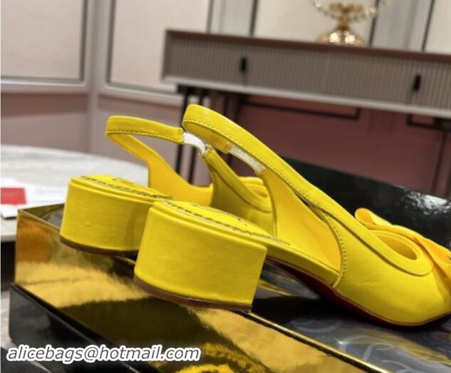 Charming Christian Louboutin Mamaflirt Slingback Ballerinas 3cm in Nappa Leather with Bow Yellow 506032