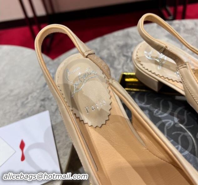 Low Price Christian Louboutin Mamaflirt Slingback Ballerinas 3cm in Nappa Leather with Bow Beige 506033