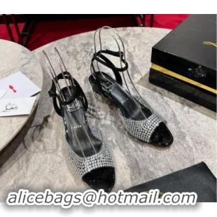 Good Quality Christian Louboutin Movida Jane Strass Heel Sandals 5.5cm Black 506035