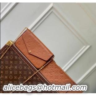 Best Luxury Louis Vuitton Felicie Pochette Mini bag in Monogram Empreinte Leather M12754 Brown 2024