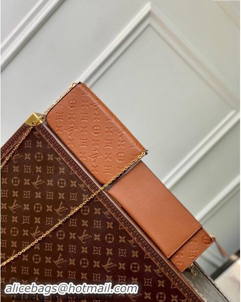 Best Luxury Louis Vuitton Felicie Pochette Mini bag in Monogram Empreinte Leather M12754 Brown 2024