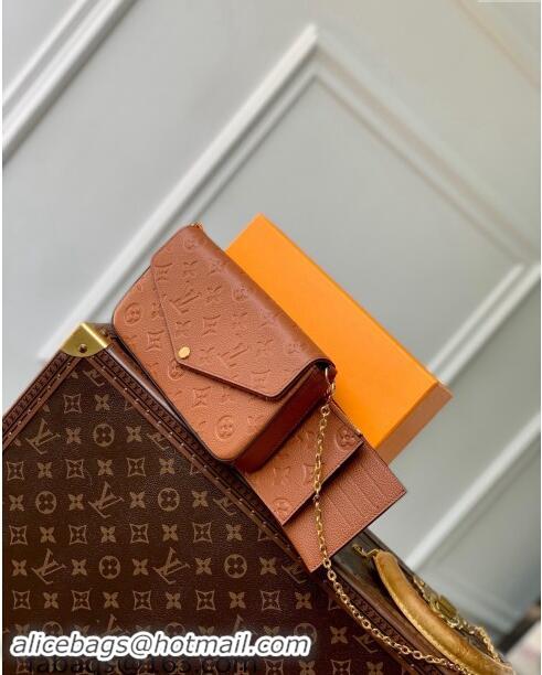 Best Luxury Louis Vuitton Felicie Pochette Mini bag in Monogram Empreinte Leather M12754 Brown 2024