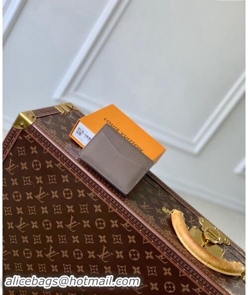 Top Grade Louis Vuitton Pocket Organizer Wallet in Grained Leather M11490 Moka Brown 2024