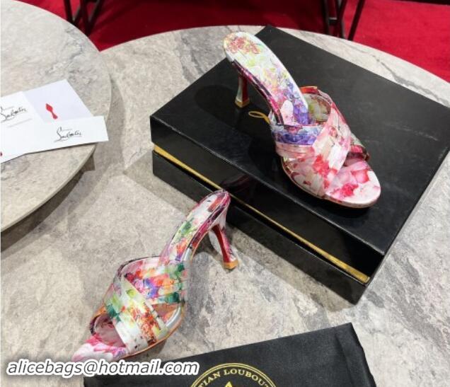 Stylish Christian Louboutin Blooming Printed Flat Slides Sandal 702002