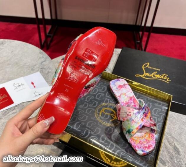 Stylish Christian Louboutin Blooming Printed Flat Slides Sandal 702002