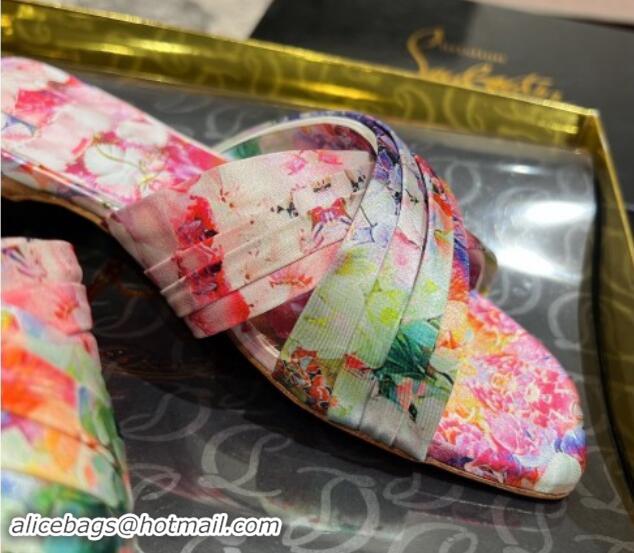 Stylish Christian Louboutin Blooming Printed Flat Slides Sandal 702002