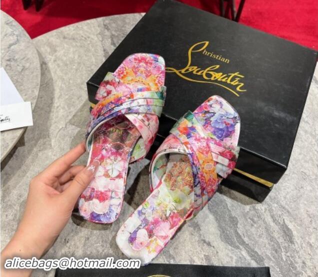 Stylish Christian Louboutin Blooming Printed Flat Slides Sandal 702002