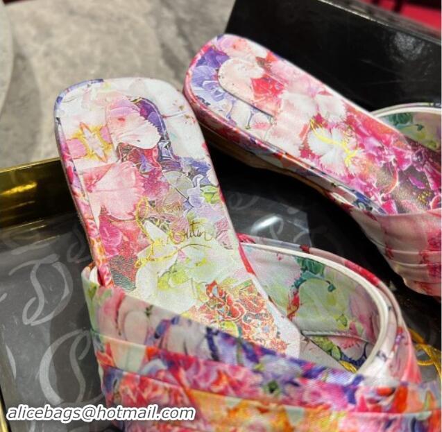 Stylish Christian Louboutin Blooming Printed Flat Slides Sandal 702002