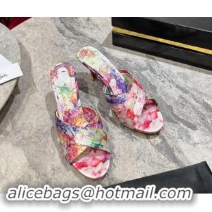 Most Popular Christian Louboutin Blooming Printed Heel Slides Sandal 8.5cm 702003