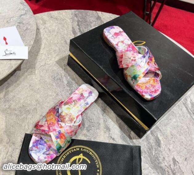 Most Popular Christian Louboutin Blooming Printed Heel Slides Sandal 8.5cm 702003