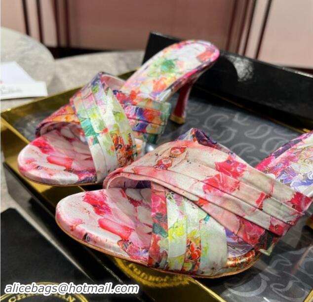 Most Popular Christian Louboutin Blooming Printed Heel Slides Sandal 8.5cm 702003