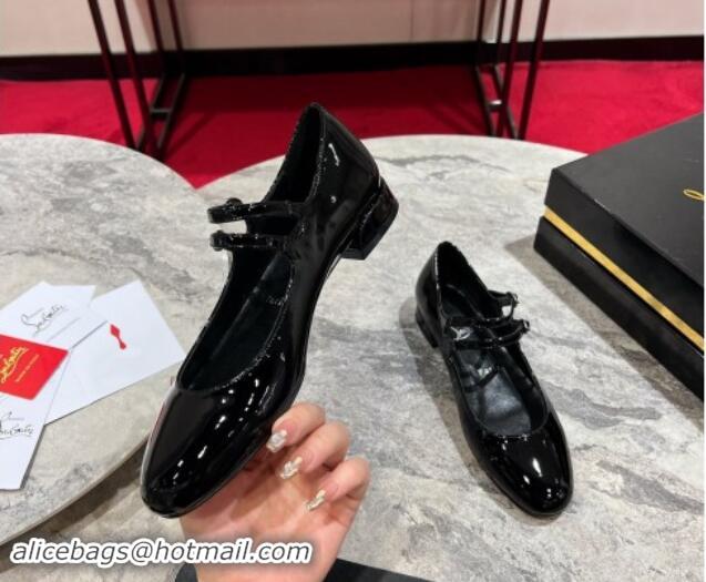 Stylish Christian Louboutin Sweet Jane Ballerinas Flat in Patent Leather Black 702004