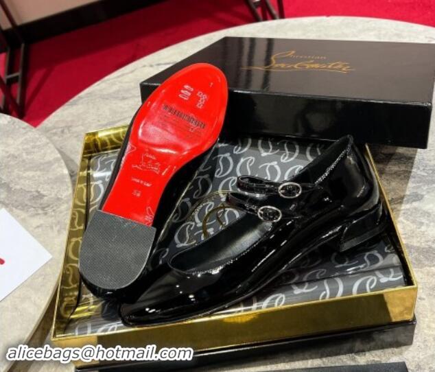 Stylish Christian Louboutin Sweet Jane Ballerinas Flat in Patent Leather Black 702004