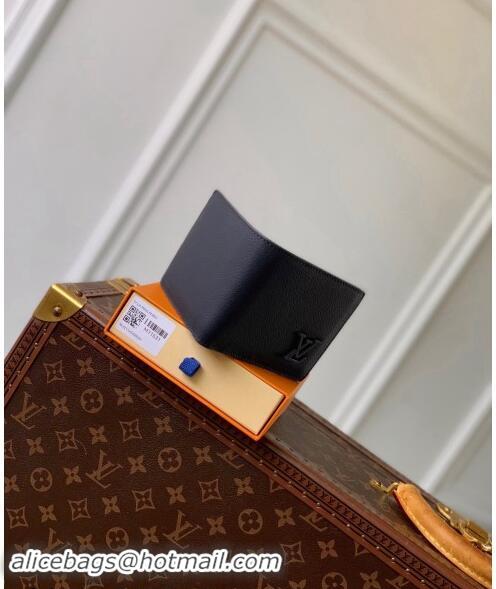 Good Product Louis Vuitton Multiple Wallet in LV Aerogram Leather M11531 Ink Blue 2024