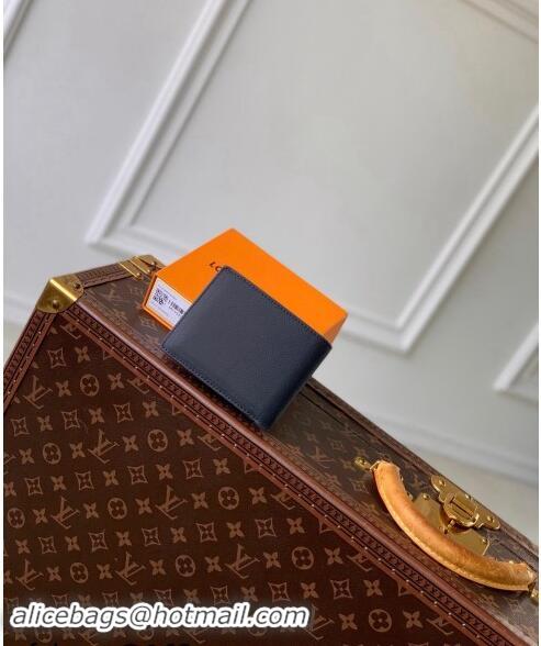 Good Product Louis Vuitton Multiple Wallet in LV Aerogram Leather M11531 Ink Blue 2024