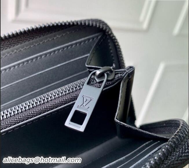 Top Grade Louis Vuitton Zippy Wallet Horizontal in LV Aerogram Leather M80334 Black 2024