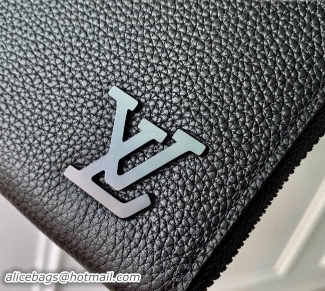 Top Grade Louis Vuitton Zippy Wallet Horizontal in LV Aerogram Leather M80334 Black 2024