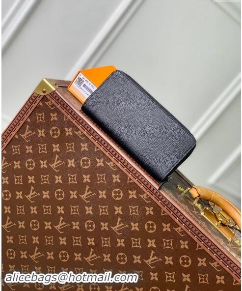 Top Grade Louis Vuitton Zippy Wallet Horizontal in LV Aerogram Leather M80334 Black 2024