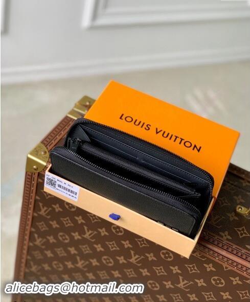 Top Grade Louis Vuitton Zippy Wallet Horizontal in LV Aerogram Leather M80334 Black 2024