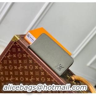 Top Quality Louis Vuitton Zippy Wallet Horizontal in LV Aerogram Leather M80334 Green 2024