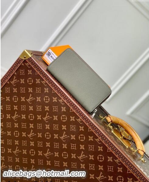 Top Quality Louis Vuitton Zippy Wallet Horizontal in LV Aerogram Leather M80334 Green 2024