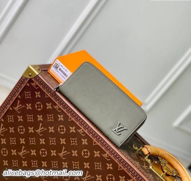 Top Quality Louis Vuitton Zippy Wallet Horizontal in LV Aerogram Leather M80334 Green 2024