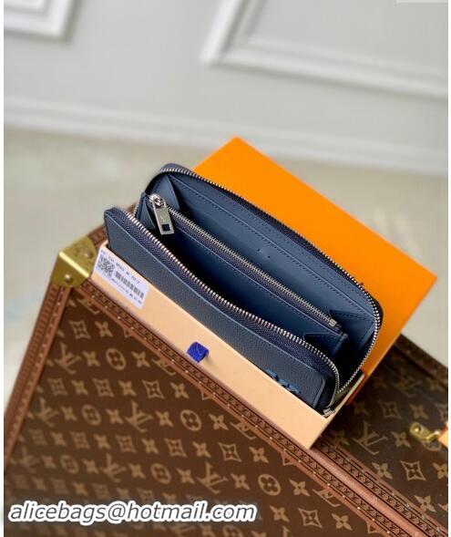 Reasonable Price Louis Vuitton Zippy Wallet Horizontal in LV Aerogram Leather M80334 Ink Blue 2024