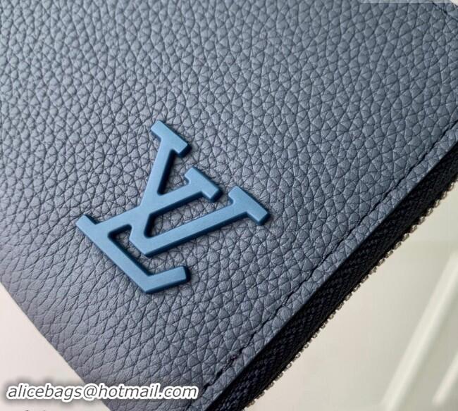 Reasonable Price Louis Vuitton Zippy Wallet Horizontal in LV Aerogram Leather M80334 Ink Blue 2024