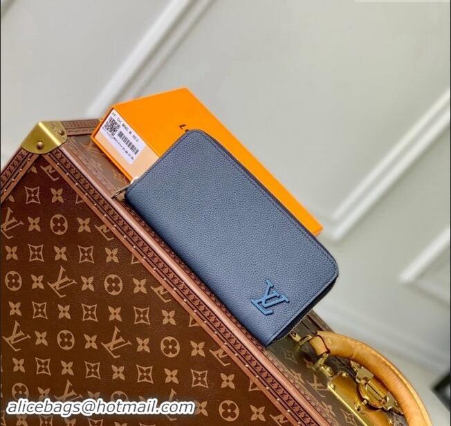 Reasonable Price Louis Vuitton Zippy Wallet Horizontal in LV Aerogram Leather M80334 Ink Blue 2024