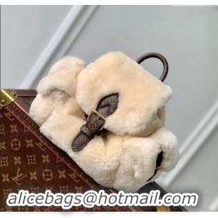 Promotional Louis Vuitton Nano Teddy Backpack bag in Cream White Shearling Wool M11919 2024