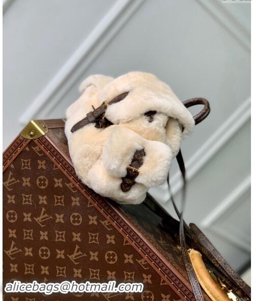 Promotional Louis Vuitton Nano Teddy Backpack bag in Cream White Shearling Wool M11919 2024