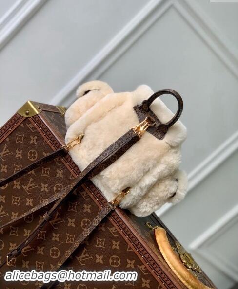 Promotional Louis Vuitton Nano Teddy Backpack bag in Cream White Shearling Wool M11919 2024