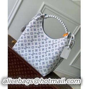 Famous Brand Louis Vuitton Carmel Hobo Bag in Mahina Perforated Leather M11735 White/Blue 2024