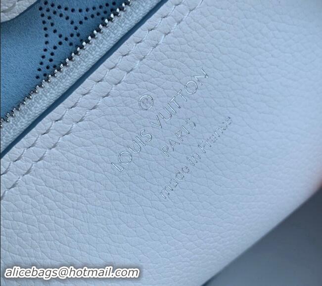 Famous Brand Louis Vuitton Carmel Hobo Bag in Mahina Perforated Leather M11735 White/Blue 2024