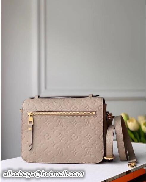 Top Quality Louis Vuitton Pochette Metis Monogram Embossed Leather Shoulder Bag M44881 Grey 2024