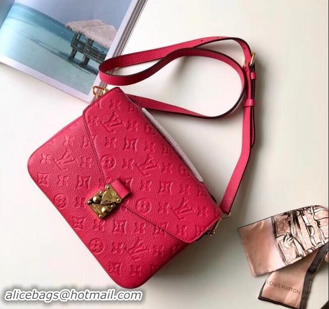 Luxurious Louis Vuitton Pochette Metis Monogram Embossed Leather Bag M41485 Rosy 2024