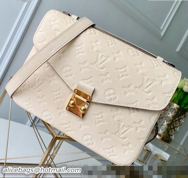 Luxury Discount Louis Vuitton Pochette Métis Monogram Embossed Leather Shoulder Bag M44738 White 2024