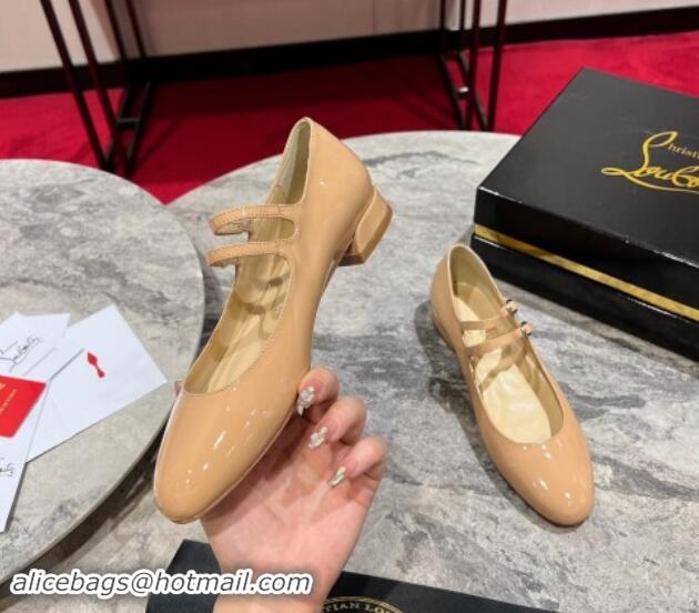 Perfect Christian Louboutin Sweet Jane Ballerinas Flat in Patent Leather Beige 702005