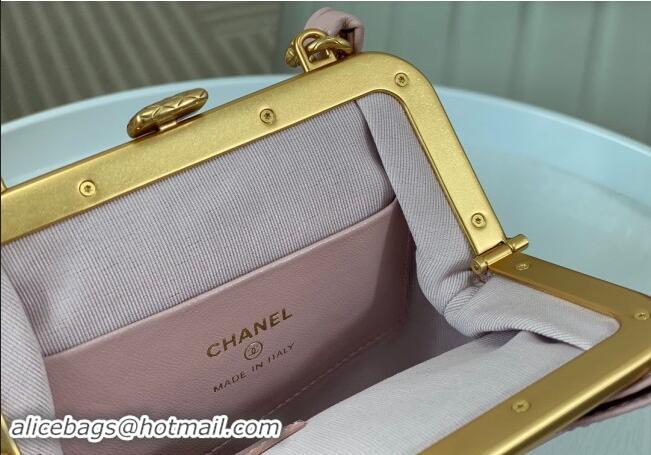 Buy Cheap Chanel Shiny Lambskin Clutch with Chain and Maxi Bow AP4028 Light Pink 2024