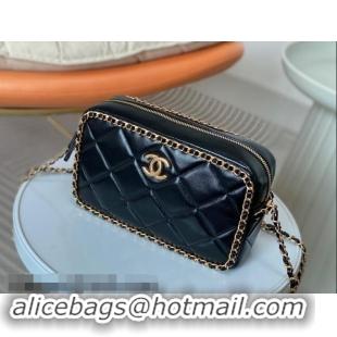 Best Price Chanel Shiny Calfskin Small Camera Case Bag with Chain AS5086 Black 2024 TOP