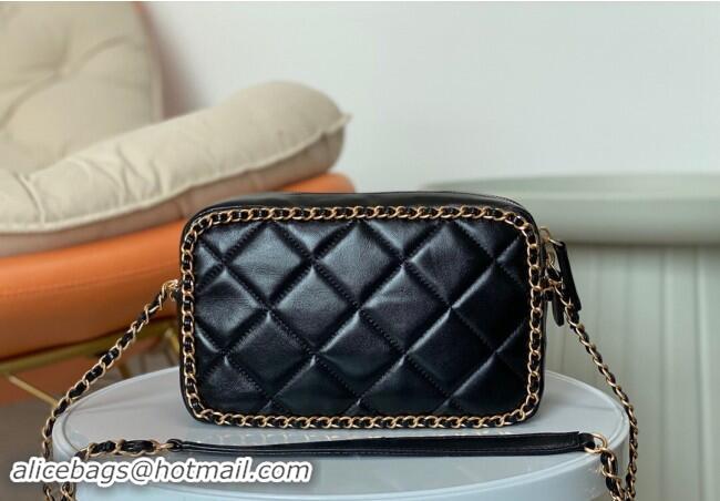 Best Price Chanel Shiny Calfskin Small Camera Case Bag with Chain AS5086 Black 2024 TOP