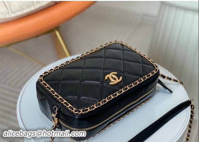 Best Price Chanel Shiny Calfskin Small Camera Case Bag with Chain AS5086 Black 2024 TOP