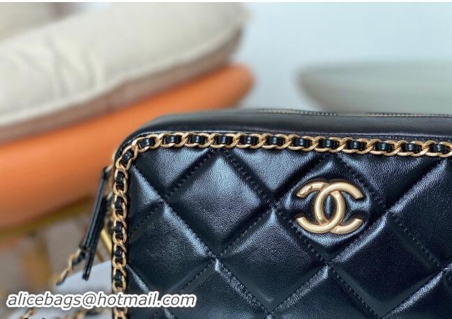 Best Price Chanel Shiny Calfskin Small Camera Case Bag with Chain AS5086 Black 2024 TOP