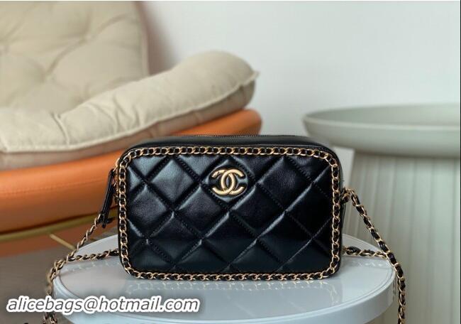 Best Price Chanel Shiny Calfskin Small Camera Case Bag with Chain AS5086 Black 2024 TOP