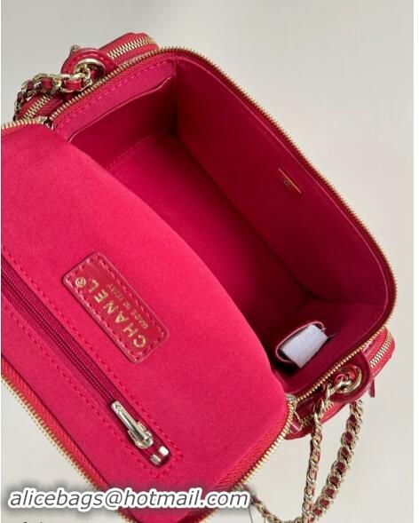 Luxury Cheap Chanel Shiny Crumpled Lambskin Vanity Case Bag with Pockets AS5222 Red 2024 TOP