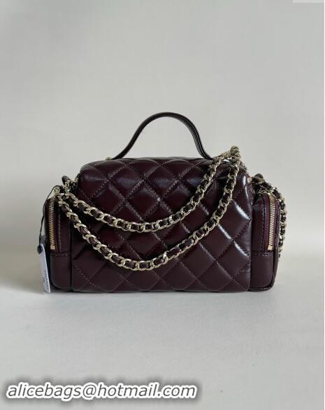 Trendy Design Chanel Shiny Crumpled Lambskin Vanity Case Bag with Pockets AS5222 Dark Brown 2024 TOP