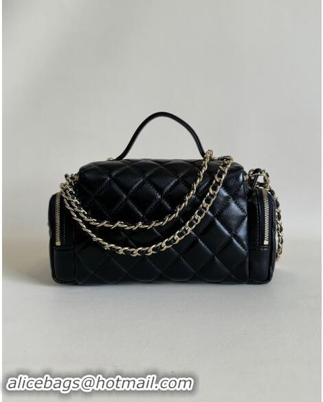 Low Cost Chanel Shiny Crumpled Lambskin Vanity Case Bag with Pockets AS5222 Black 2024 TOP